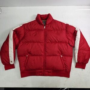 Vintage‎ Polo Ralph Lauren Red White Stripe Down Puffer Jacket Coat Men's XL EUC